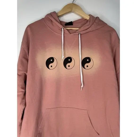 Empyre Hoodie Sweatshirt Mens Size MEDIUM yin Yang Tie Dye Ombré Pink Mauve - Picture 2 of 9
